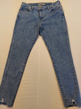 Levi’s 710 Super Skinny Jeans Womens 32 Cropped Raw Hem Distressed